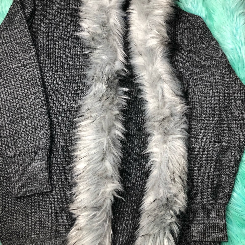 Cuddle with me gray fur cardigan
